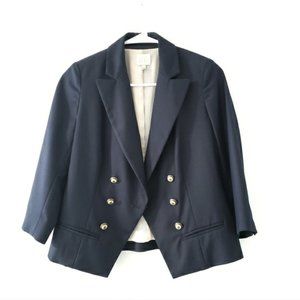 Anthropologie Coquille navy 3/4 sleeve blazer sz2